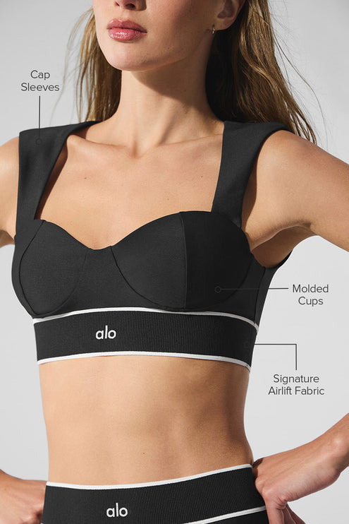 alo Women's Airlift Alignment Bra - Black/White