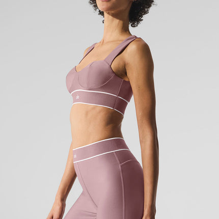 alo Women's Airlift Alignment Bra - Smoky Quartz/White