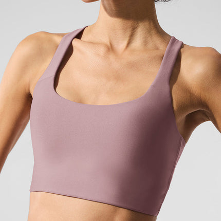 alo Women's Airlift Sleek Bra Tank - Smoky Quartz