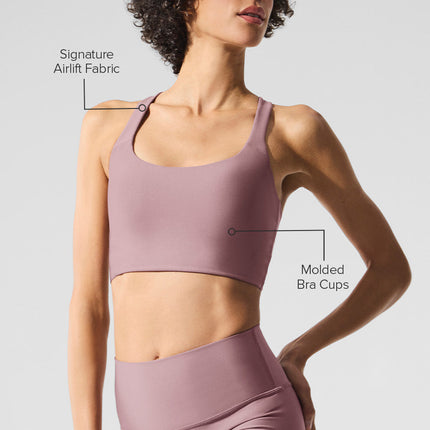alo Women's Airlift Sleek Bra Tank - Smoky Quartz
