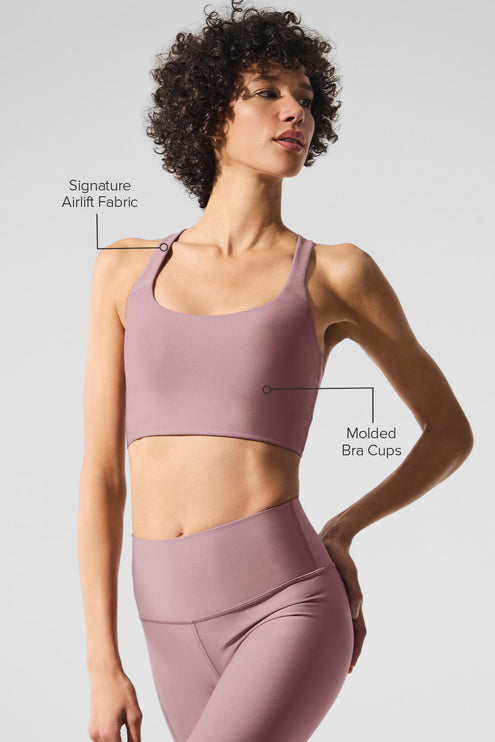 alo Women's Airlift Sleek Bra Tank - Smoky Quartz
