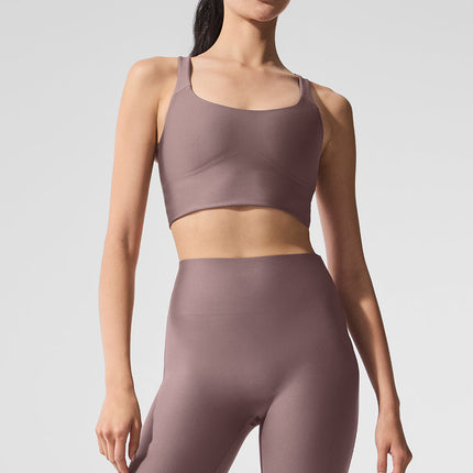 alo Women's Airlift Sleek Bra Tank - Mushroom