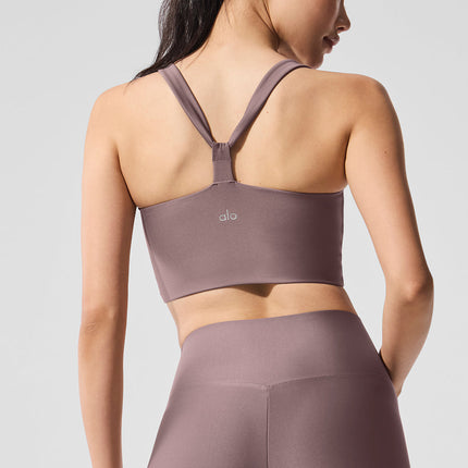 alo Women's Airlift Sleek Bra Tank - Mushroom