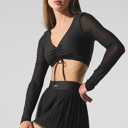 alo Women's Airlift Mesh Divine Long Sleeve Bra - Black