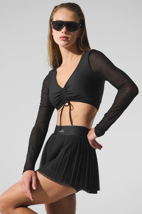 alo Women's Airlift Mesh Divine Long Sleeve Bra - Black