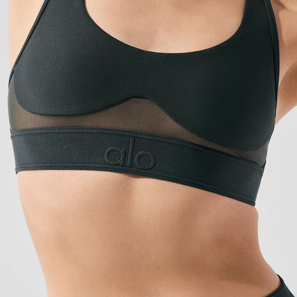 alo Women's Airlift Rebel Bra - Charcoal Green