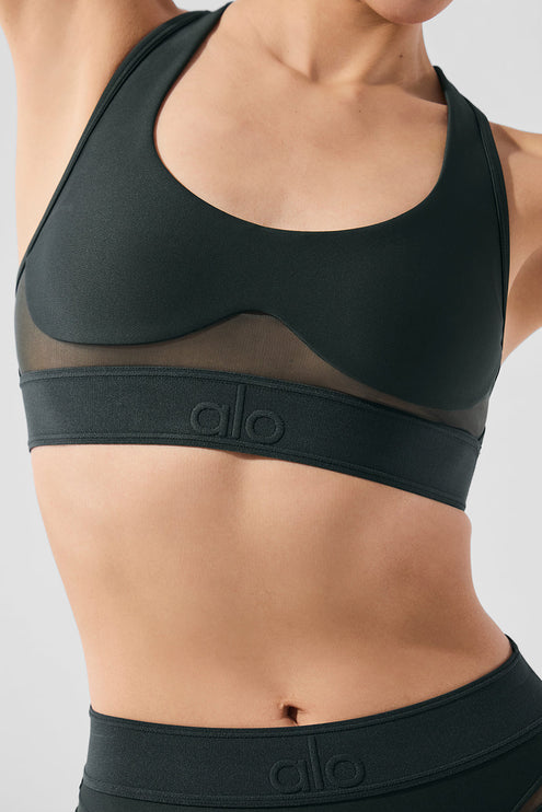 alo Women's Airlift Rebel Bra - Charcoal Green