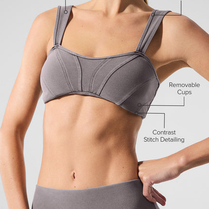 alo Women's Washed Alosoft Sunray Bra - Cool Grey Wash