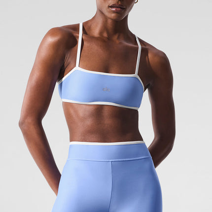 alo Women's Airlift Charger Bra - Crystal Clear Blue/White