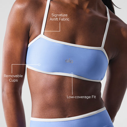 alo Women's Airlift Charger Bra - Crystal Clear Blue/White