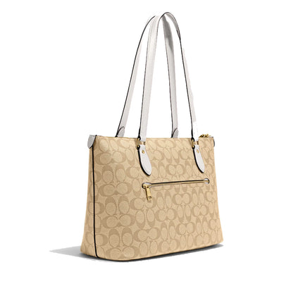 Coach Women's Gallery Tote In Signature Canvas Gold/Light Khaki Chalk