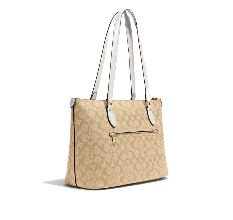 Coach Women's Gallery Tote In Signature Canvas Gold/Light Khaki Chalk