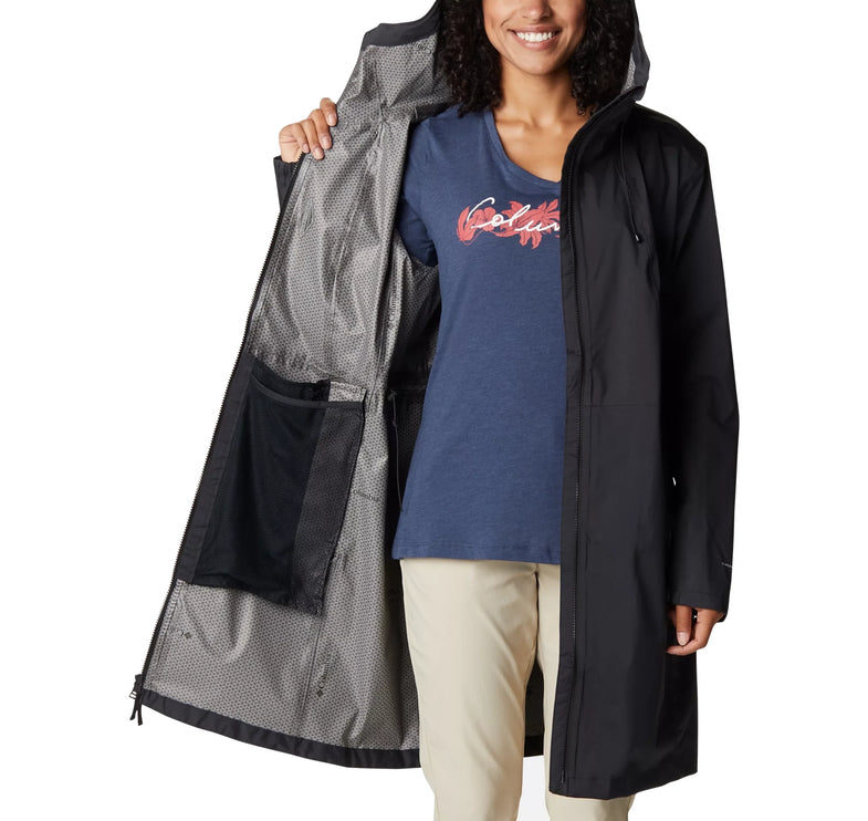 Columbia Women's Weekend Adventure Long Rain Shell Black