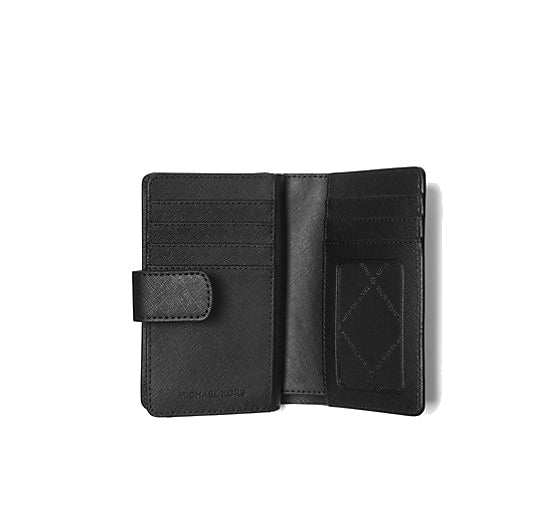 Michael Kors Women's Medium Crossgrain Leather Wallet Black/Gold