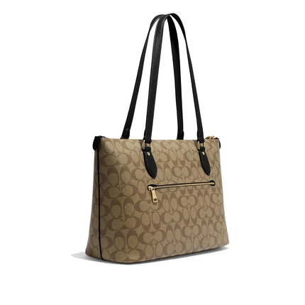 Coach Women's Gallery Tote In Signature Canvas Gold/Khaki/Black