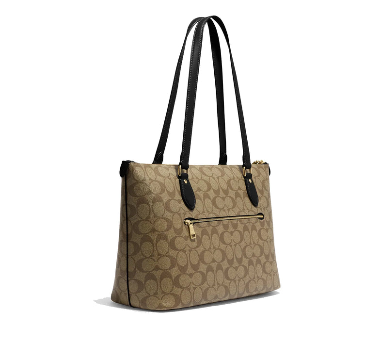 Coach Women's Gallery Tote In Signature Canvas Gold/Khaki/Black