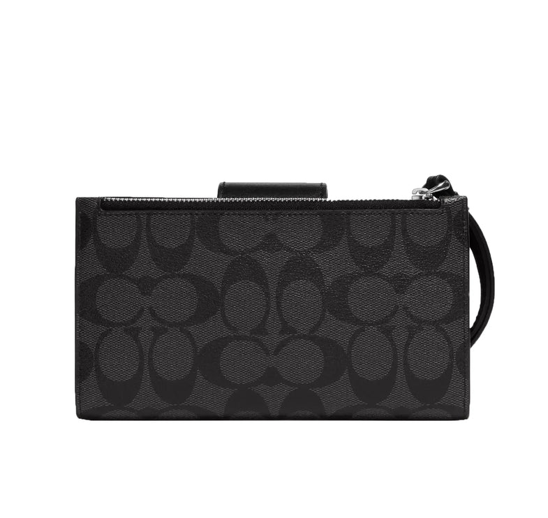 Coach Women's Phone Wallet In Colorblock Signature Canvas Silver/Graphite/Black