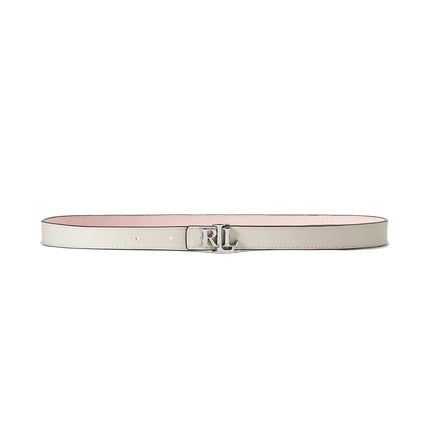 Polo Ralph Lauren Women's Logo Reversible Embossed Skinny Belt Tea Rose/Soft White