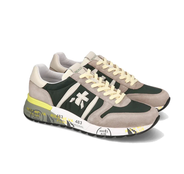 Premiata Men's Lander Sneakers Beige/Green 6632