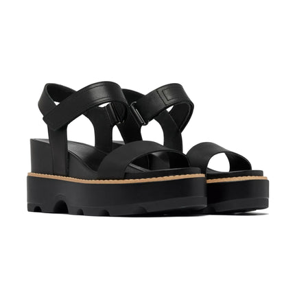 Sorel Women's Joanie IV Y Strap Wedge Sandal Black/Sea Salt