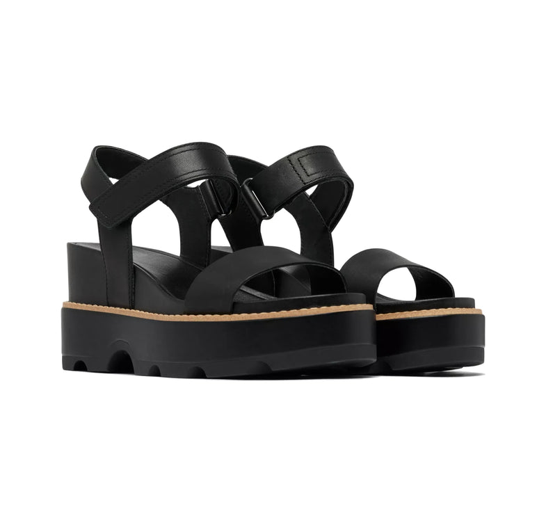 Sorel Women's Joanie IV Y Strap Wedge Sandal Black/Sea Salt