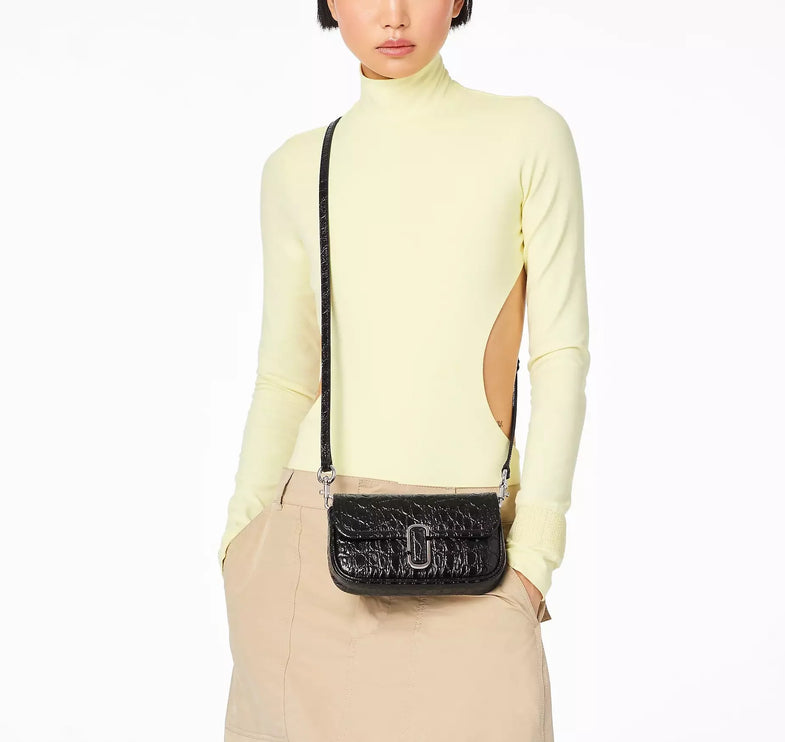 Marc Jacobs Women's The Croc Embossed J Marc Mini Bag Black/Silver