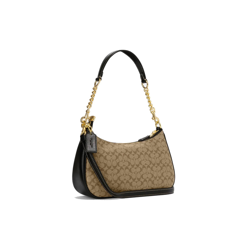 Coach Women's Teri Shoulder Bag In Signature Canvas Gold/Khaki/Black