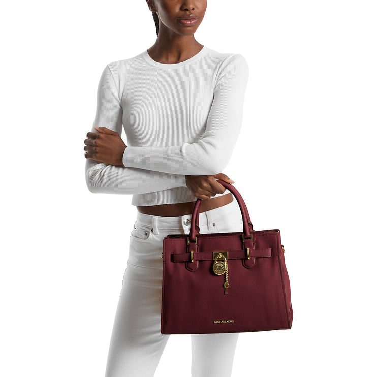 Michael Kors Women's Hamilton Medium Leather Satchel Oxblood