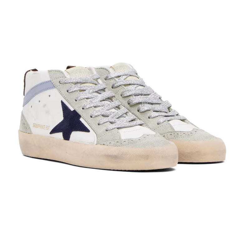 Golden Goose Women's Mid Star Sneakers White/Dark Blue/Ice