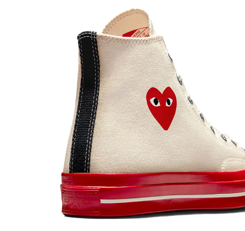 Converse x Comme des Garçons PLAY Chuck 70 High Top Pristine/Red/Egret - Special Price