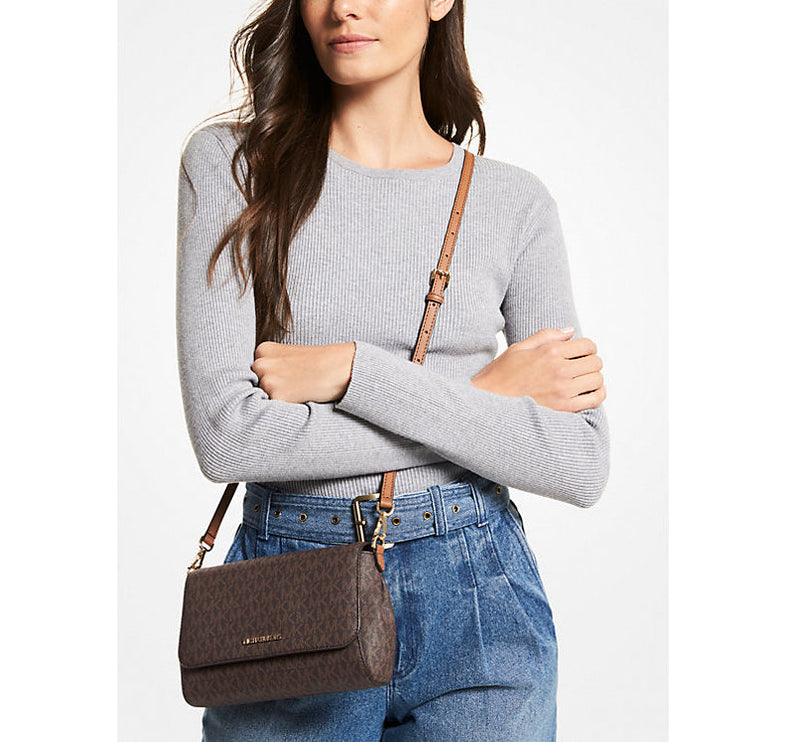 Michael Kors Women's Medium Logo Convertible Crossbody Bag Brown