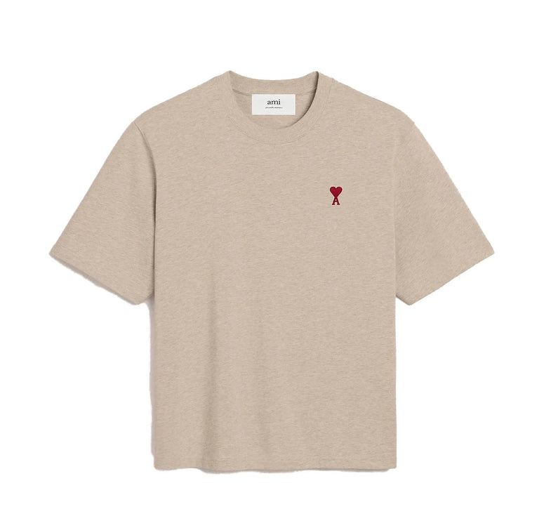 AMI Alexandre Mattiussi Unisex Ami de Coeur Small Logo T-Shirt  Heather Beige - Ready to Ship