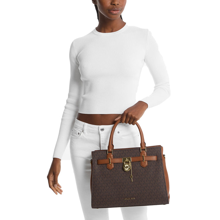Michael Kors Women's Hamilton Medium Logo Satchel Brown