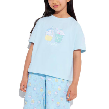 Uniqlo Kid's Chiikawa x Sanrio Characters Sweets Collection Short Sleeve UT 60 Light Blue