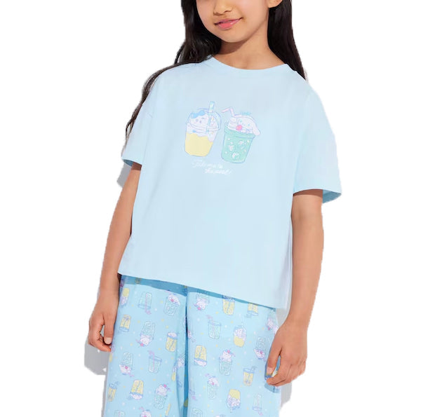 Uniqlo Kid's Chiikawa x Sanrio Characters Sweets Collection Short Sleeve UT 60 Light Blue