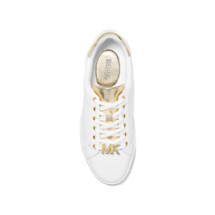 Michael Kors Women's Poppy Metallic Trim Sneaker White/Pale Gold - Ready to Ship