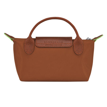 Longchamp Women's Le Pliage Green Pouch With Handle Cognac - Ready to Ship