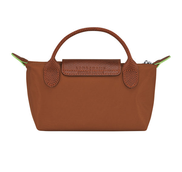 Longchamp Women's Le Pliage Green Pouch With Handle Cognac - Ready to Ship