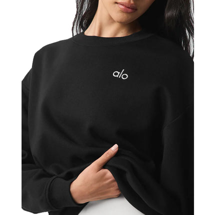 Alo Yoga Women's Accolade Crew Neck Pullover Black - Ready to Ship