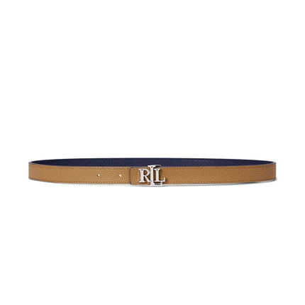 Polo Ralph Lauren Women's Logo Reversible Leather Skinny Belt Refined Navy/Camel - Hemen Kargoda