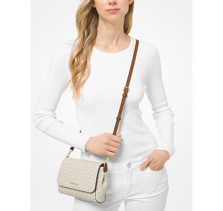 Michael Kors Women's Medium Logo Convertible Crossbody Bag Vanillla