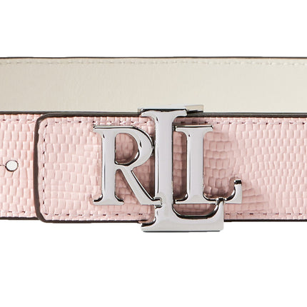 Polo Ralph Lauren Women's Logo Reversible Lizard Embossed Belt Tea Rose/Soft White