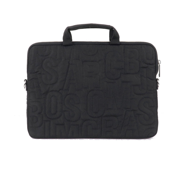 Marc Jacobs Quilted Logo Laptop Bag Silver/Black