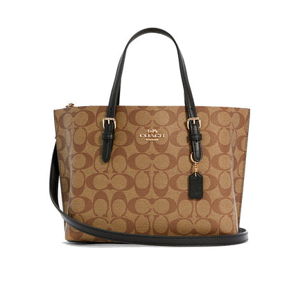 Coach Women's Mollie Tote 25 In Signature Canvas Gold/Khaki/Black