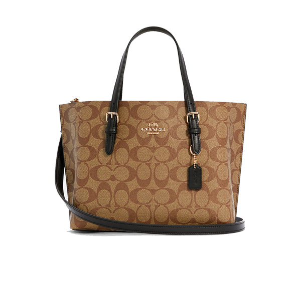 Coach Women's Mollie Tote 25 In Signature Canvas Gold/Khaki/Black