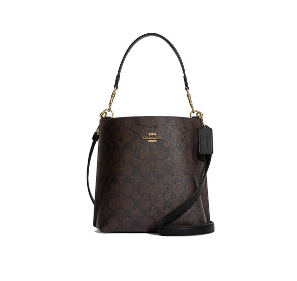 Coach Women's Mollie Bucket Bag 22 In Signature Canvas Gold/Brown Black