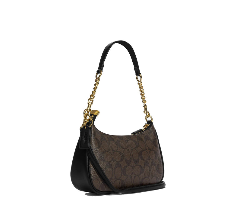 Coach Women's Teri Shoulder Bag In Signature Canvas Gold/Brown Black