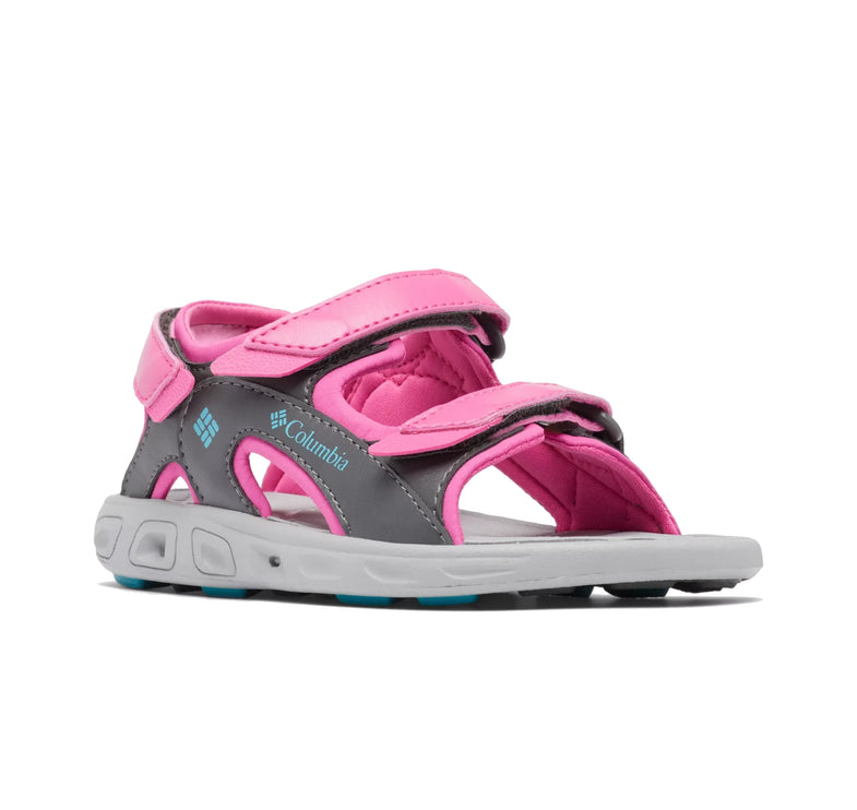 Columbia Little Kids' Techsun 3-Strap Sandal Pink Ice/Pacific Rim