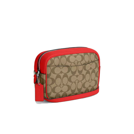 Coach Women's Jamie Camera Bag In Signature Canvas Silver/Khaki/Miami Red