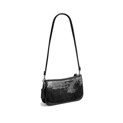 Coach Women's Penn Shoulder Bag With Sequins Silver/Black